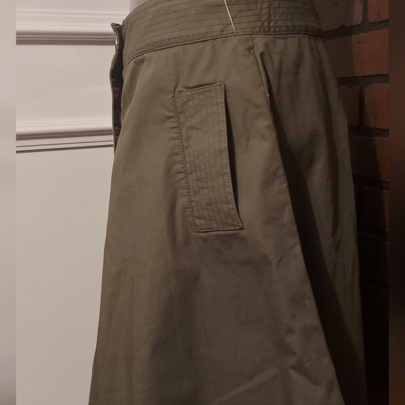 Olive Green Button Front Skirt Size 6 Preppy Utility Academia - Picture 3 of 11